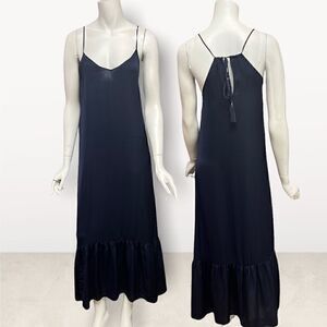 J. Crew Blue Back Tie & Tassel Slip Dress
